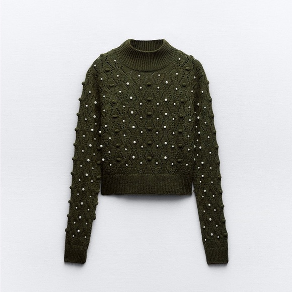 NWT Zara knit open back pearly sweater - Picture 4 of 6